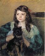 Mary Cassatt The girl holding the dog USA oil painting reproduction
